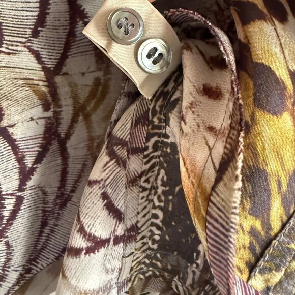 size 1 (fits‎ M 8/10) PAUW Amsterdam feather print blouse silk top tie front - Picture 7 of 11